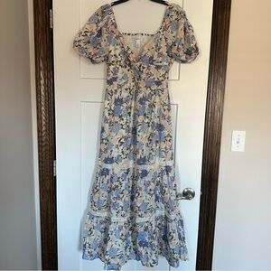 Floral Puff Sleeve Maxi Dress